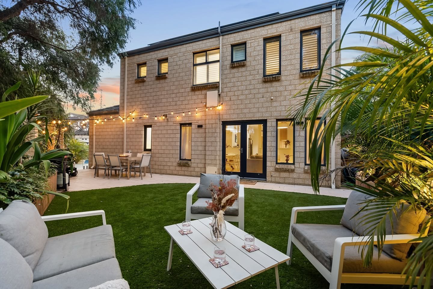 Inviting courtyard and home exterior