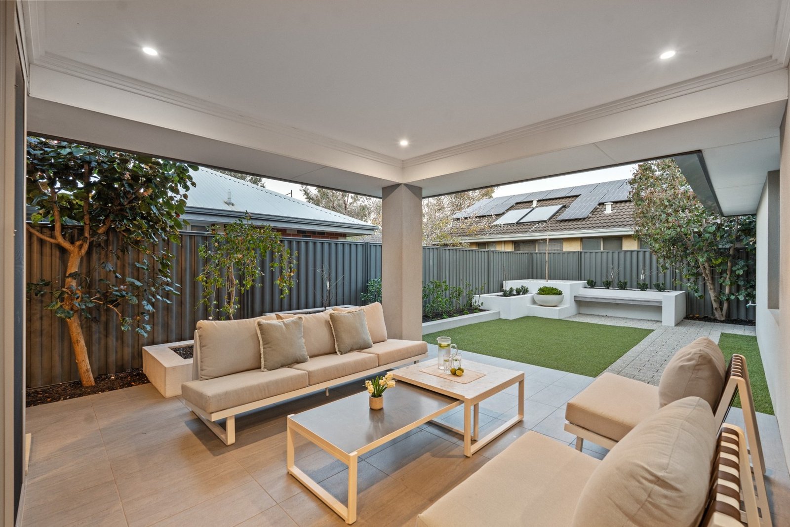 Covered outdoor living area at Cavendish Boulevard